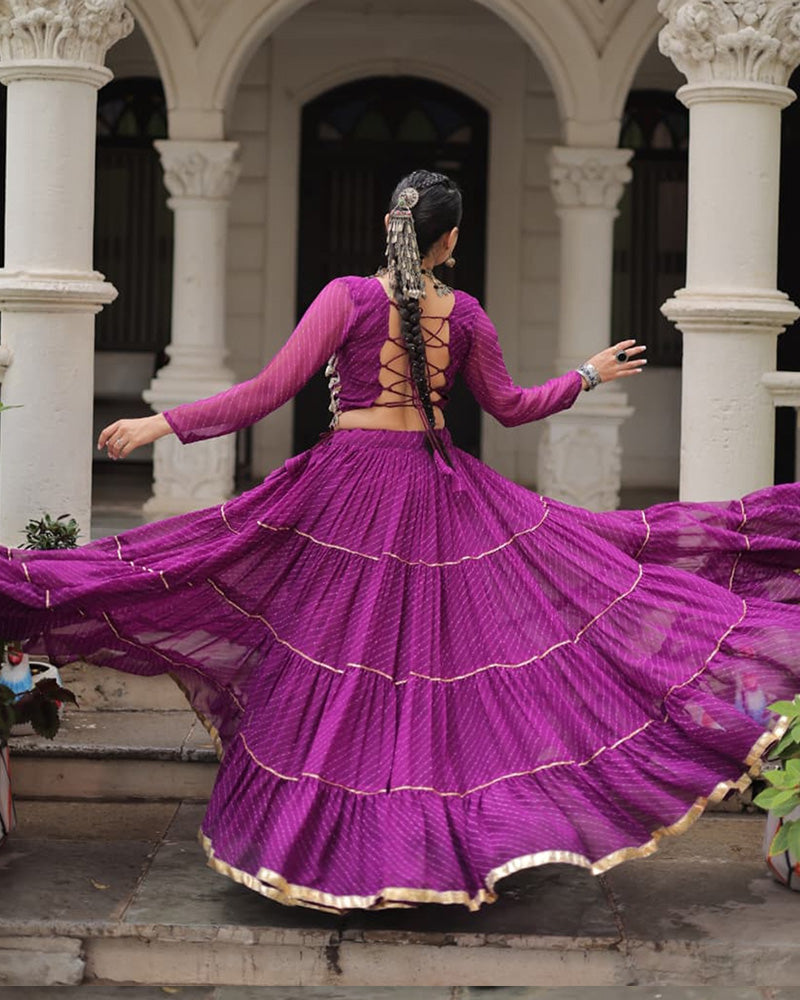 Purple Color Soft Georgette Navratri Lehenga Choli