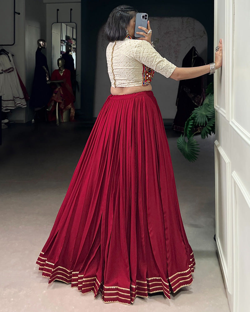 Maroon Color Pure Rayon Navratri Lehenga Choli
