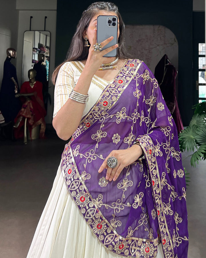 Traditional White Color Pure Rayon Lehenga Choli