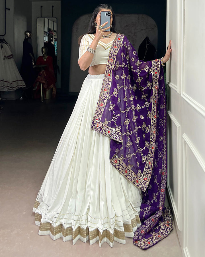 Traditional White Color Pure Rayon Lehenga Choli