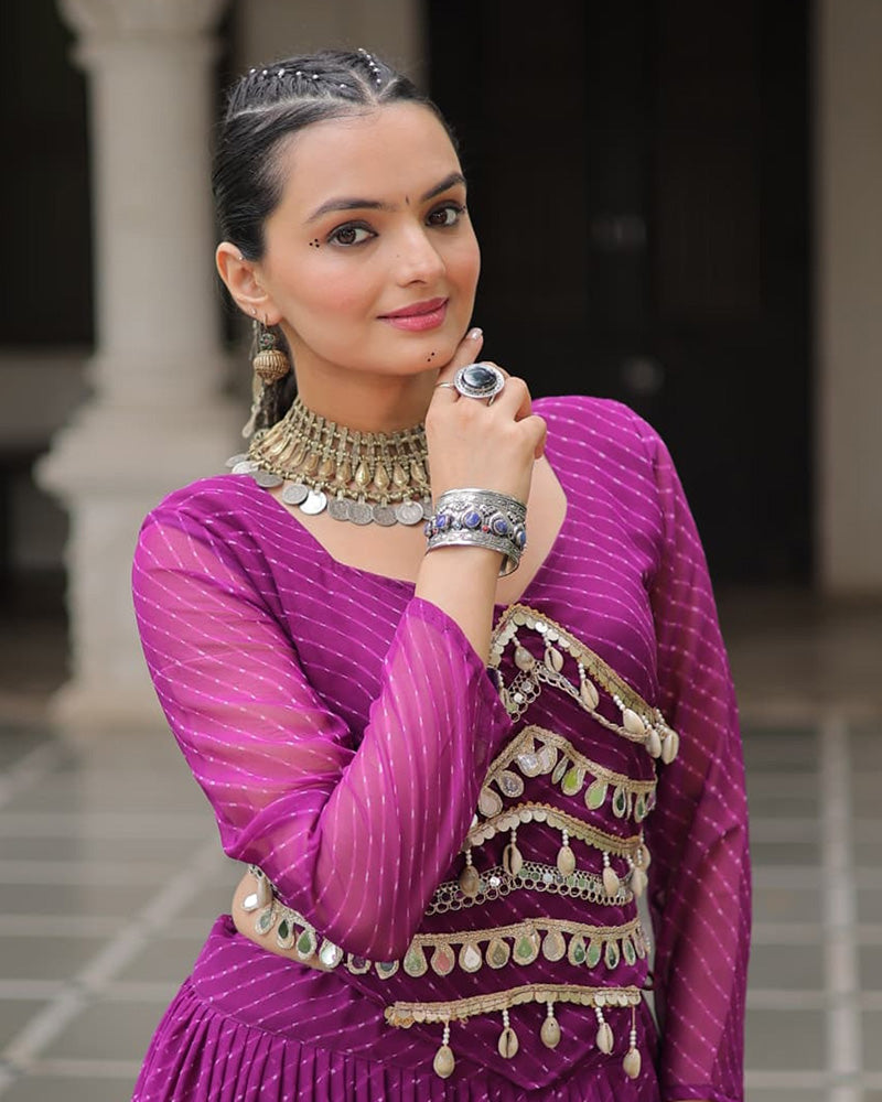 Purple Color Soft Georgette Navratri Lehenga Choli