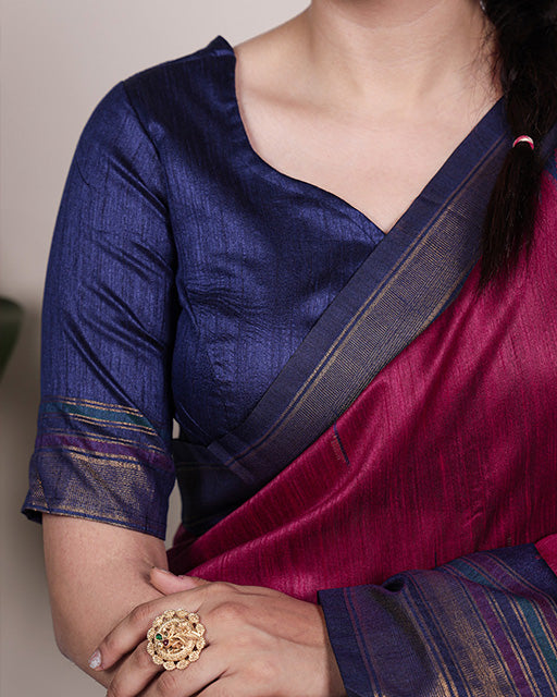 Rani Pink Color Bhagalpuri Silk Saree with Zari Weaving Work