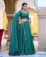 Designer Teal Green Color Nc Silk Embroidered Lehenga Choli