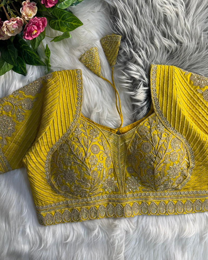 Red Color Italian Silk Embroidered Blouse