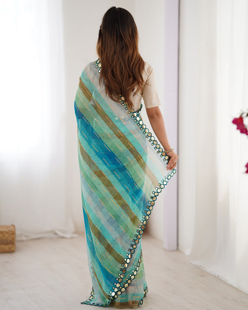 Pista Color Heavy Smooth Chiffon Saree