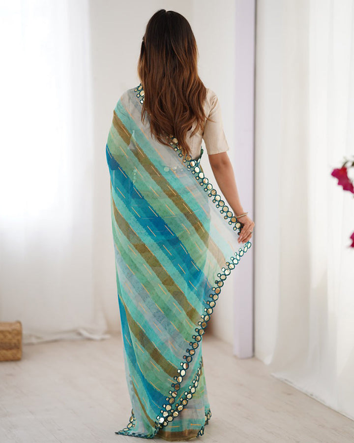Pista Color Heavy Smooth Chiffon Saree