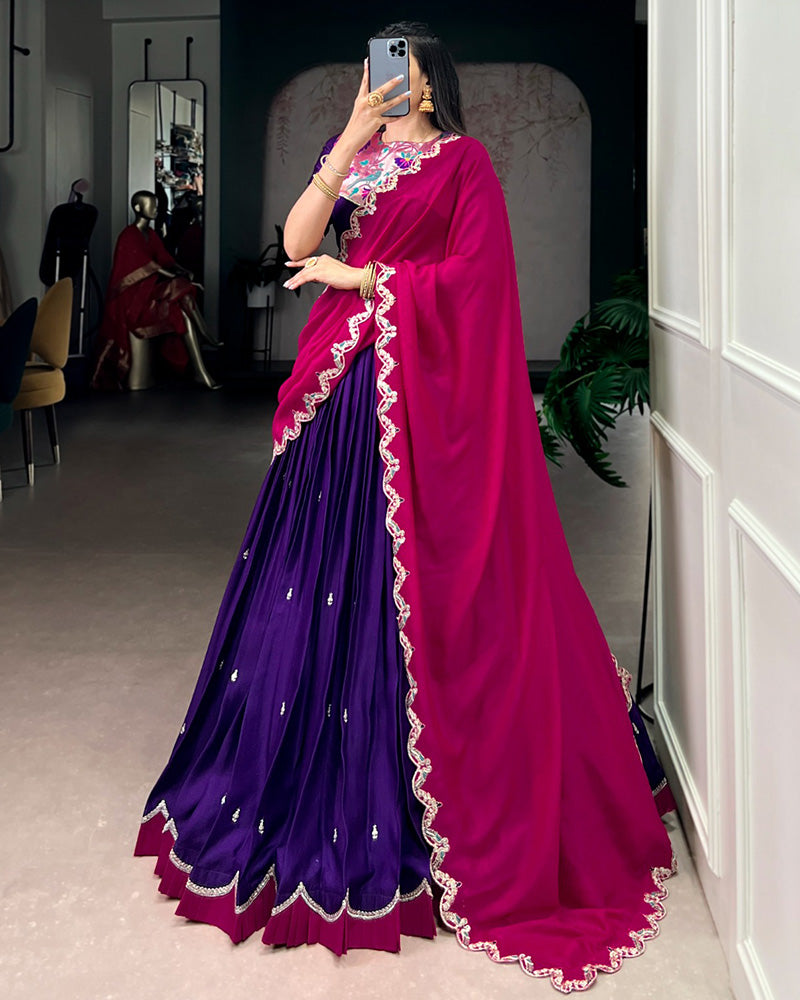 Purple Color Naysha Silk Embroidered Lehenga Choli