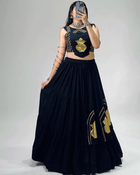 Four Color Beautiful Pure Rayon Cotton Navratri Lehenga Choli Set