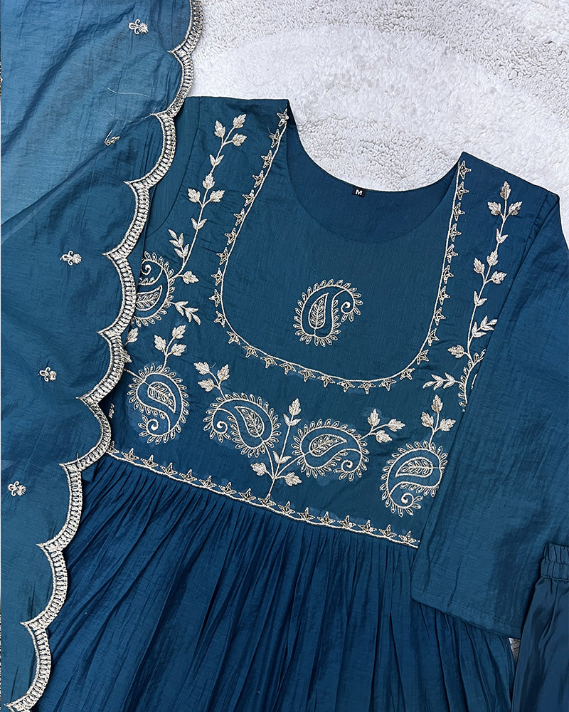 Dark Green Color Mal Cotton Three Piece Kurti Suit