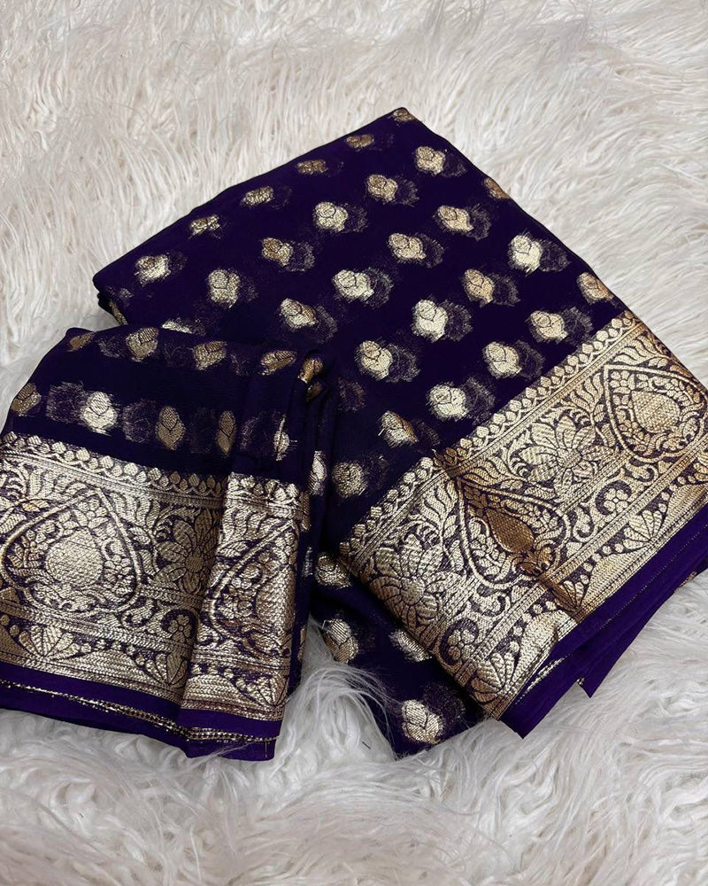 Yellow Color Pure Viscose Georgette Saree