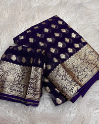 Yellow Color Pure Viscose Georgette Saree