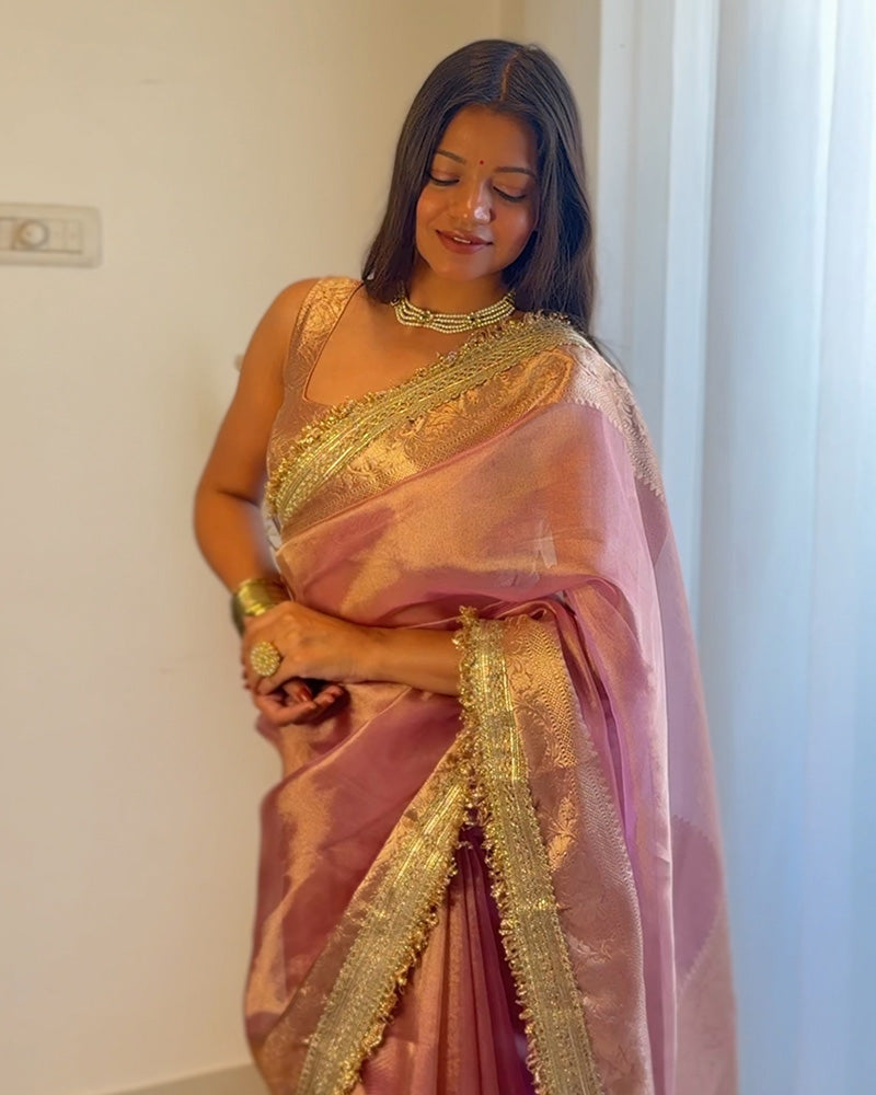 Vibha In Jhanvi Kapoor Bollywood Inspired Tissue Saree