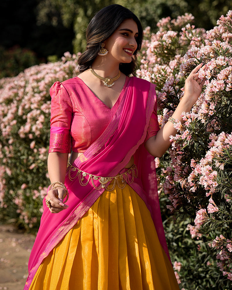 Mustard Color Kanchipuram Silk Designer Lehenga Choli