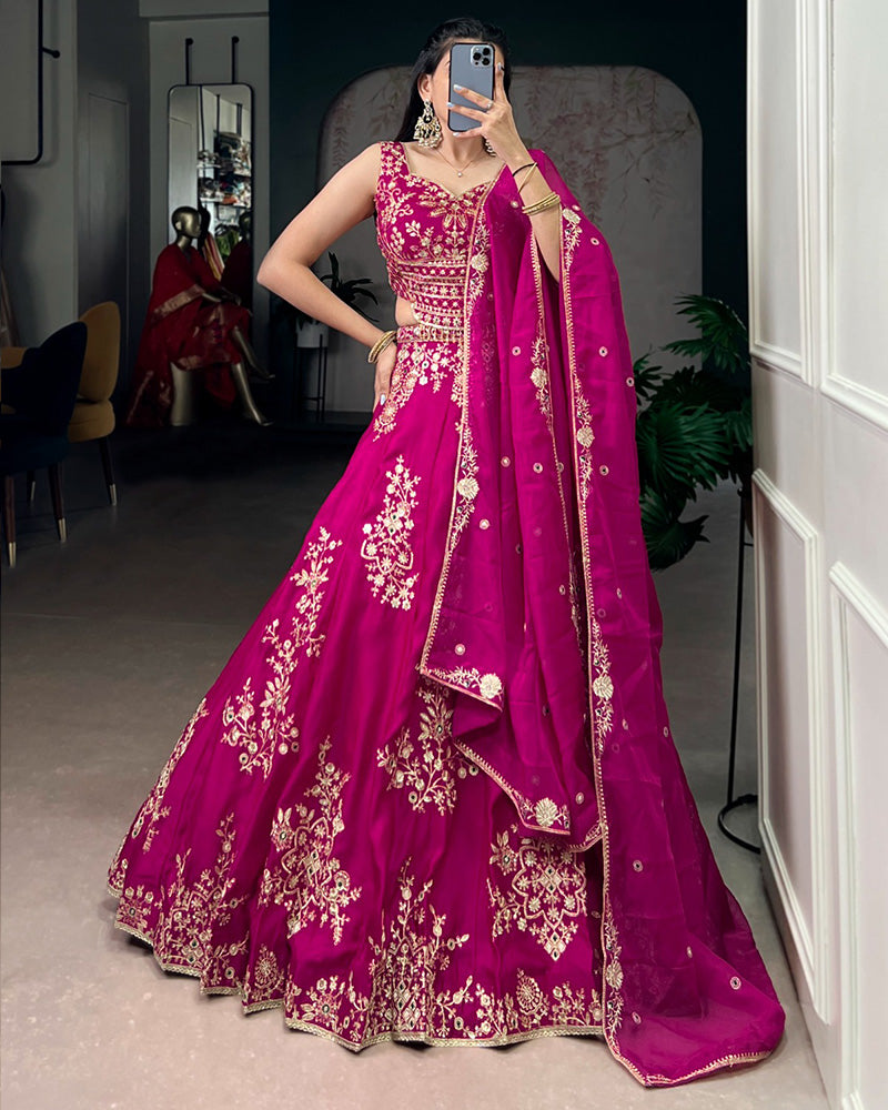 Pink Color Naysha Silk Embroidered Lehenga Choli