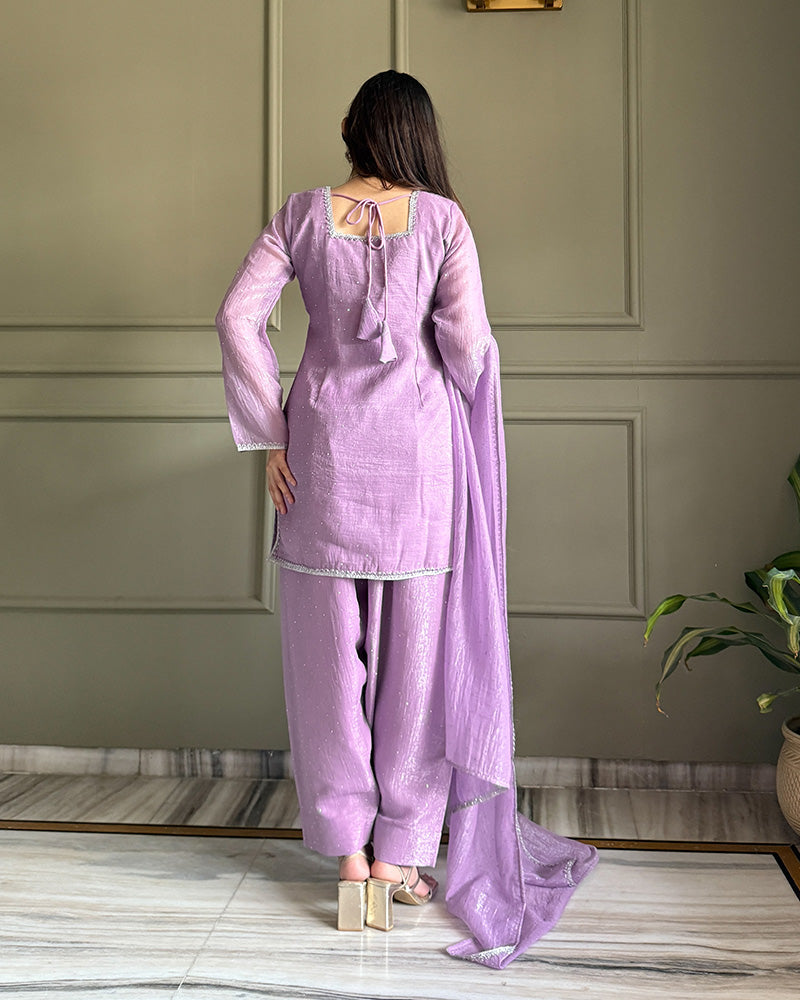 Luvender Color Crunchy Silk Farshi Suit