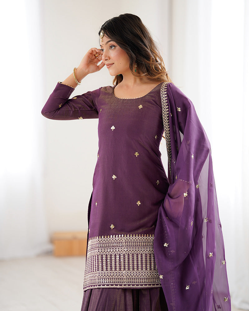 Dusty Mauve Color Western Style Embroidered Lehenga Choli