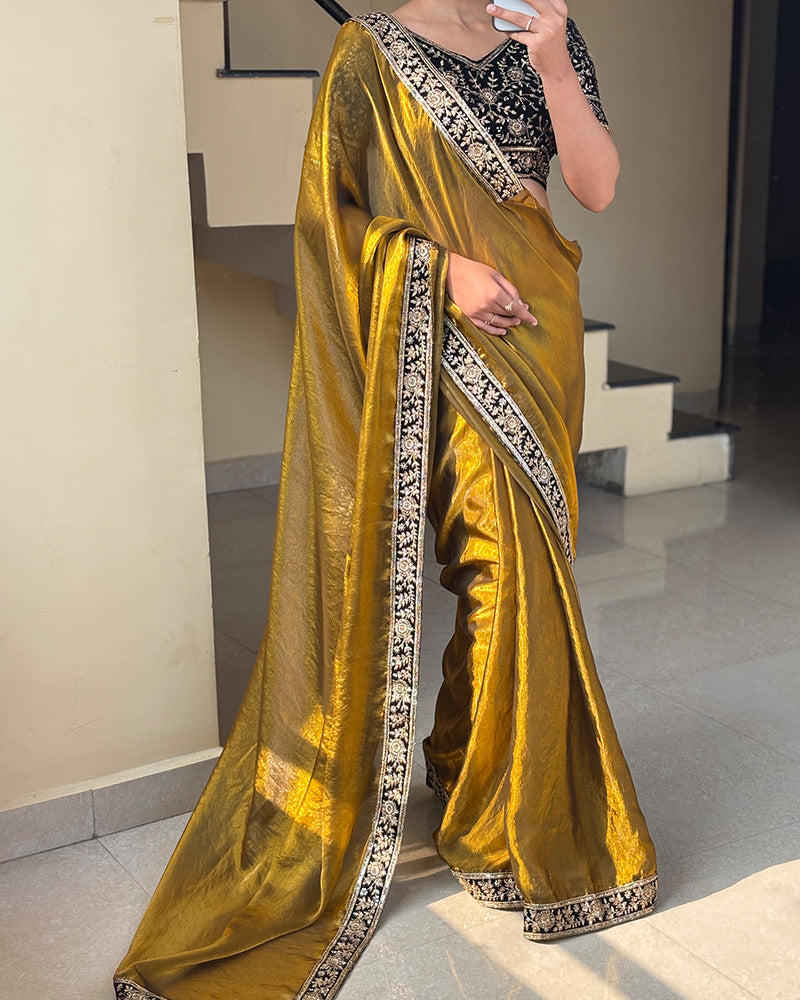 Mehndi Color Pure Space Silk Saree