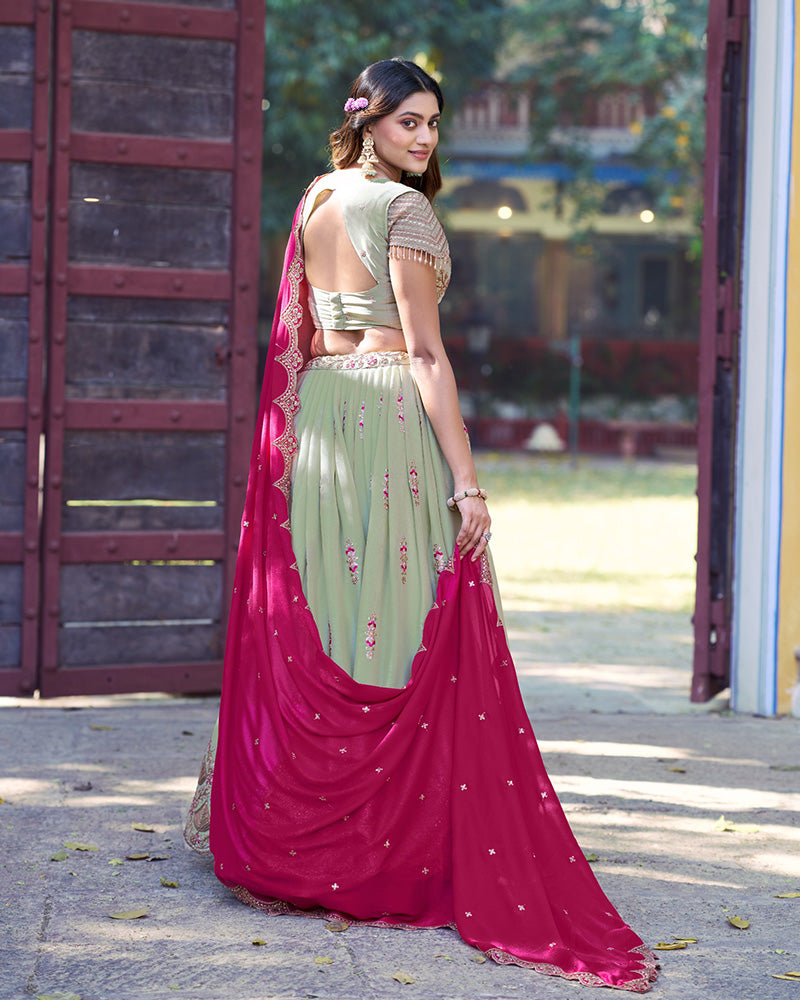 Pista Color Star Georgette Embroidered Lehenga Choli