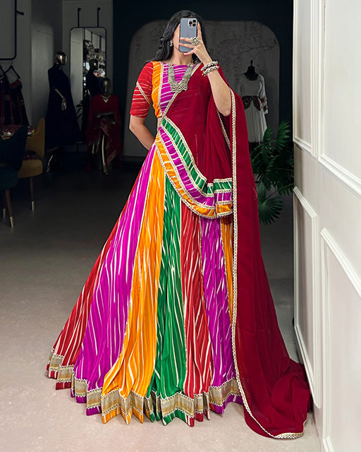 Traditional Multi Color Georgette Navratri Lehenga Choli