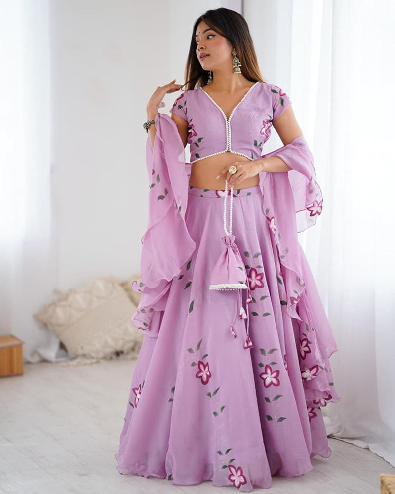 Purple Color Fandy Crush Printed Lehenga Choli