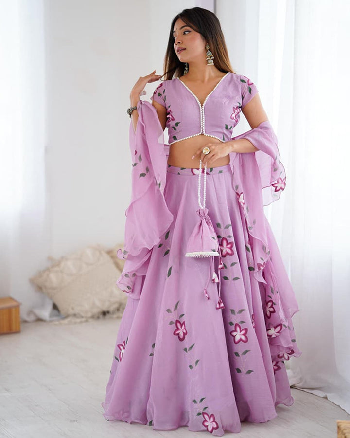 Purple Color Fandy Crush Printed Lehenga Choli