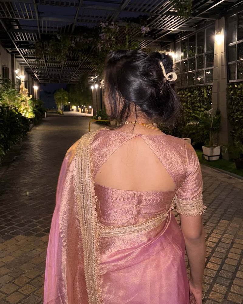 Jhanvi Kapoor Bollywood Inspired Tissue Saree