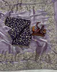 Cream Color Pure Soft Organza Saree