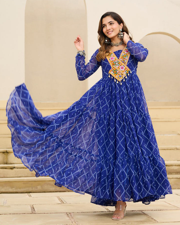 Traditional Blue Color Georgette Navratri Gown