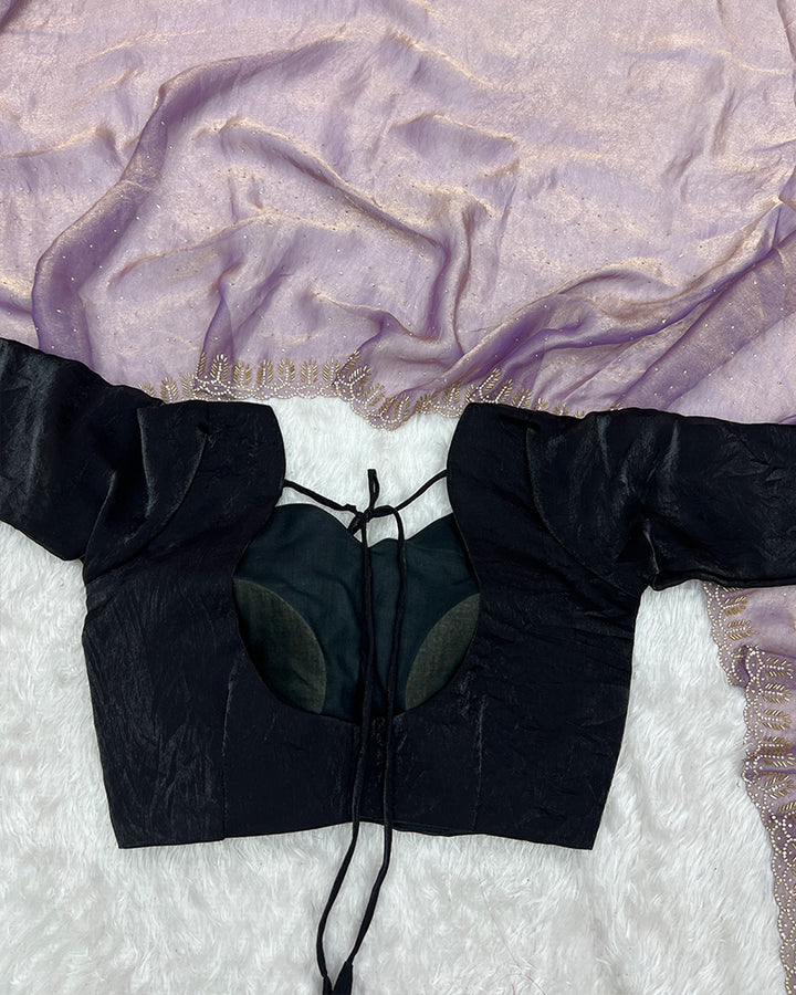 Lavender Color Space Silk Sequence Embroidered Saree