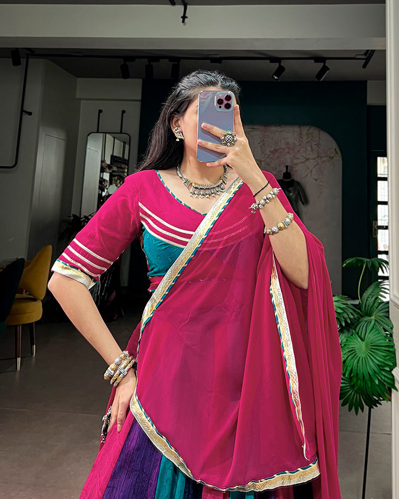 Traditional Pink Color Rich Chinon Navratri Lehenga Choli