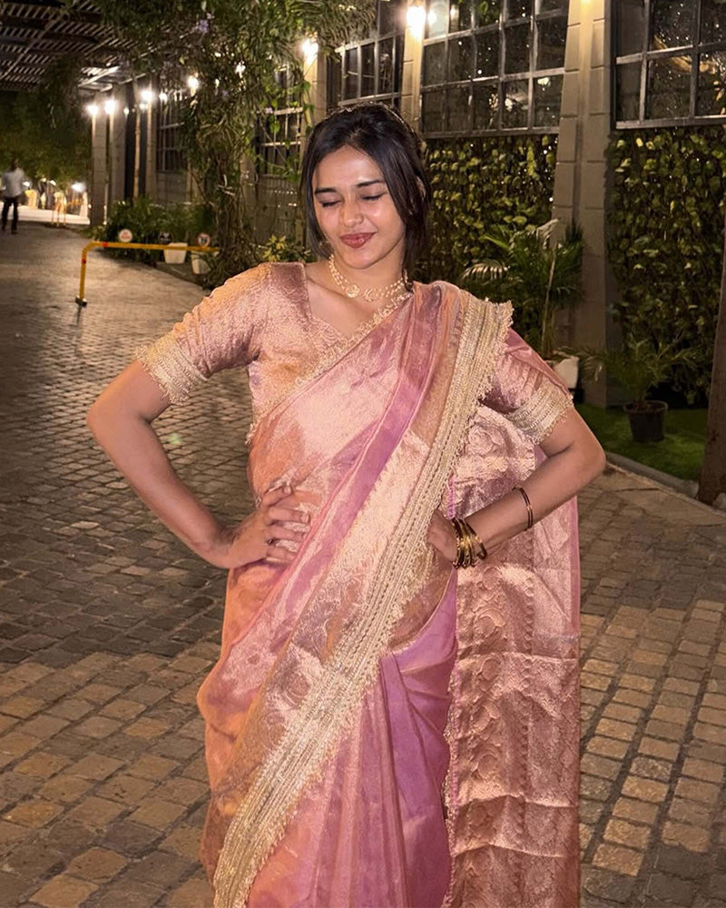 Jhanvi Kapoor Bollywood Inspired Tissue Saree