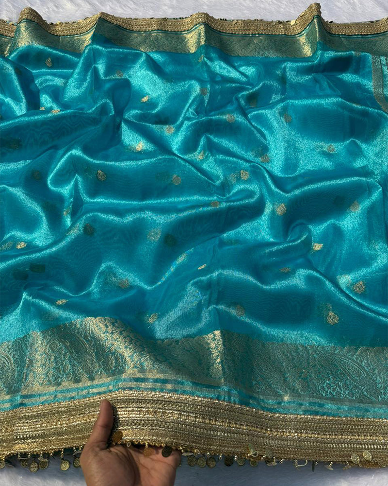 Classic Firozi Color Tissue Silk Saree
