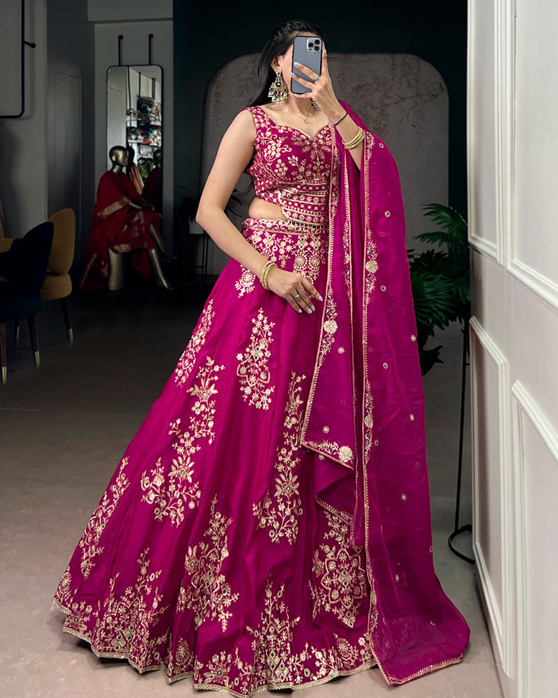 Pink Color Naysha Silk Embroidered Lehenga Choli