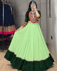 Four Color Rayon Cotton Navratri Lehenga Set