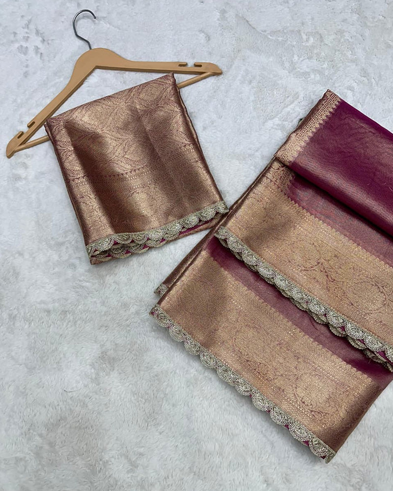 Light Pink Color Banarasi Tissue Saree