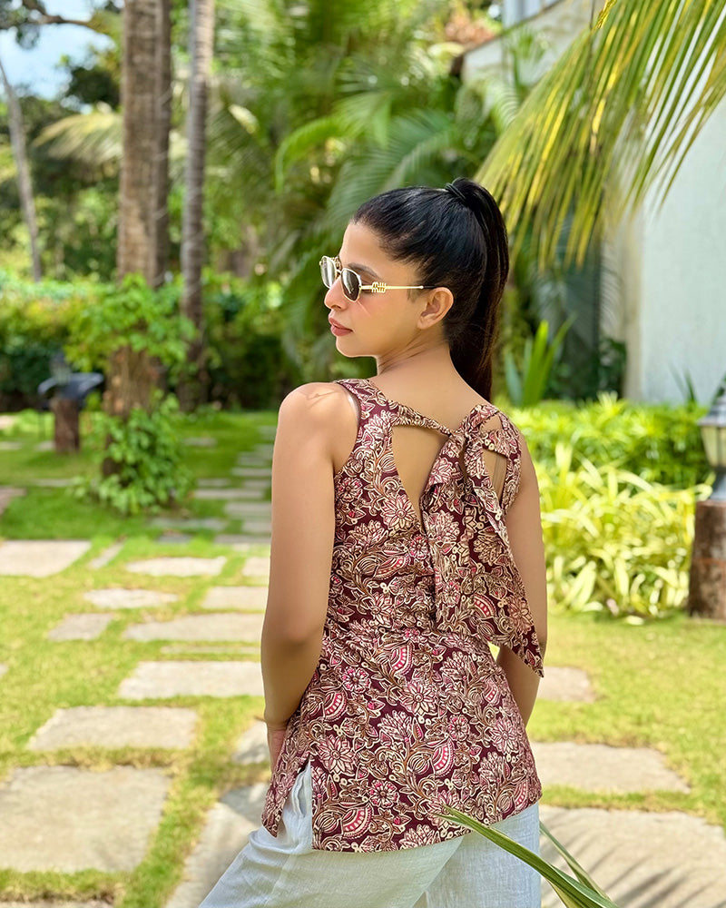 Maroon Color Pure Cotton Floral Printed Tunic