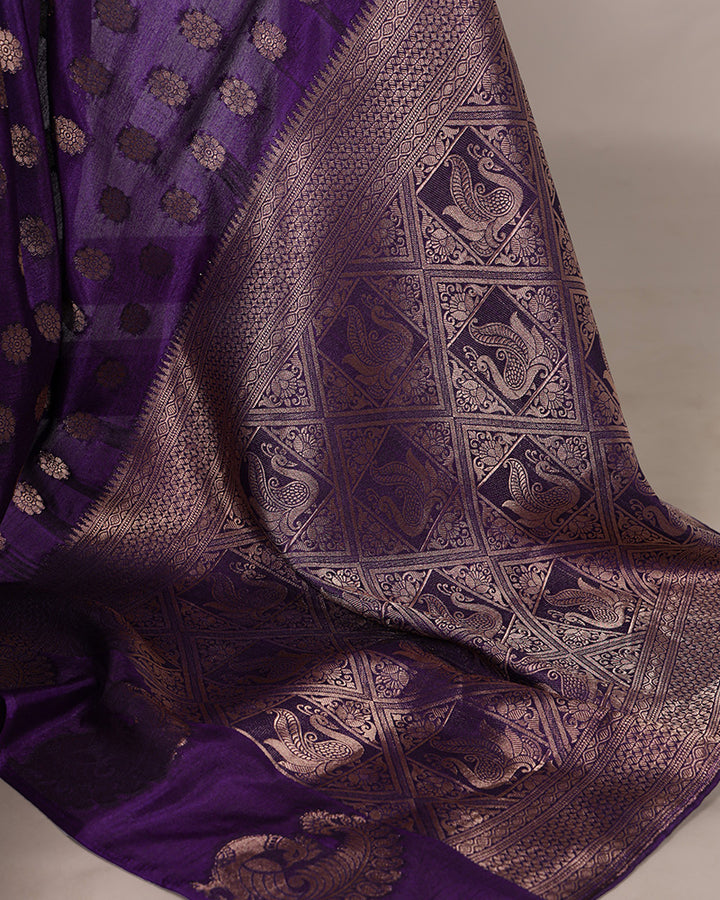 Purple Color Roop Silk Zari Weaving Saree