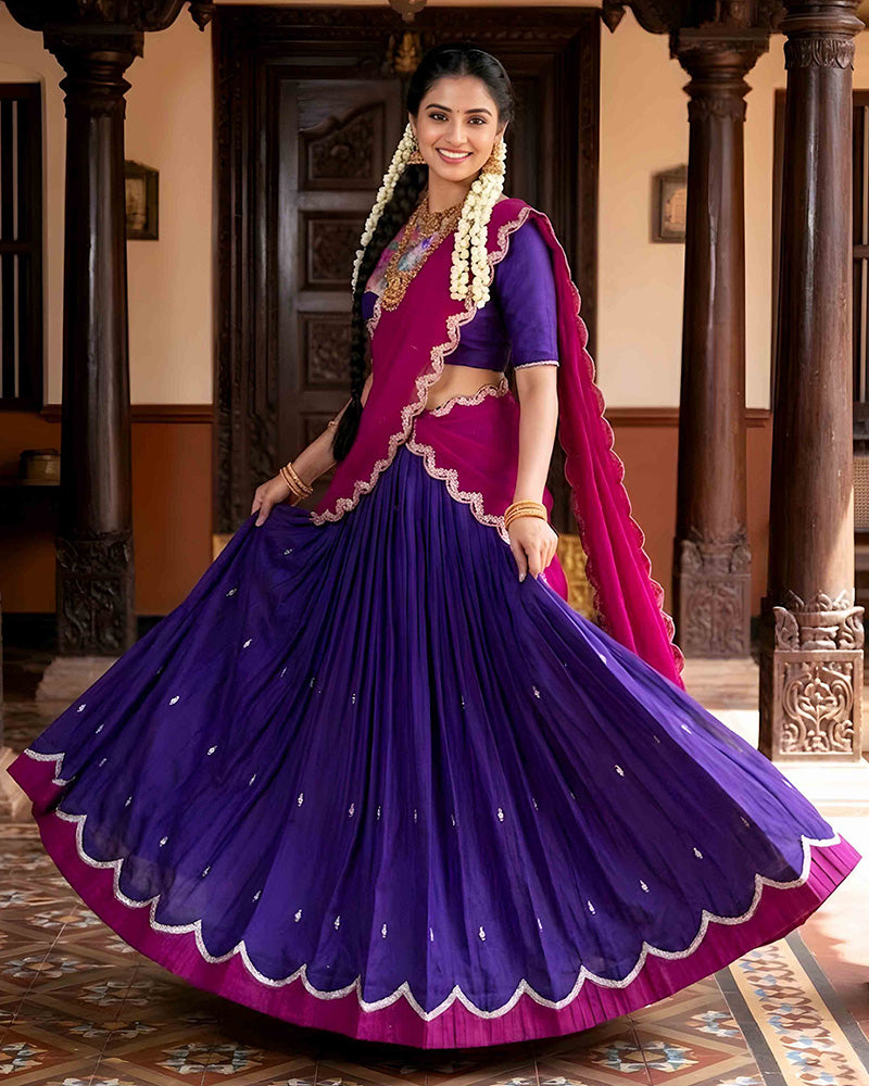 Purple Color Naysha Silk Embroidered Lehenga Choli
