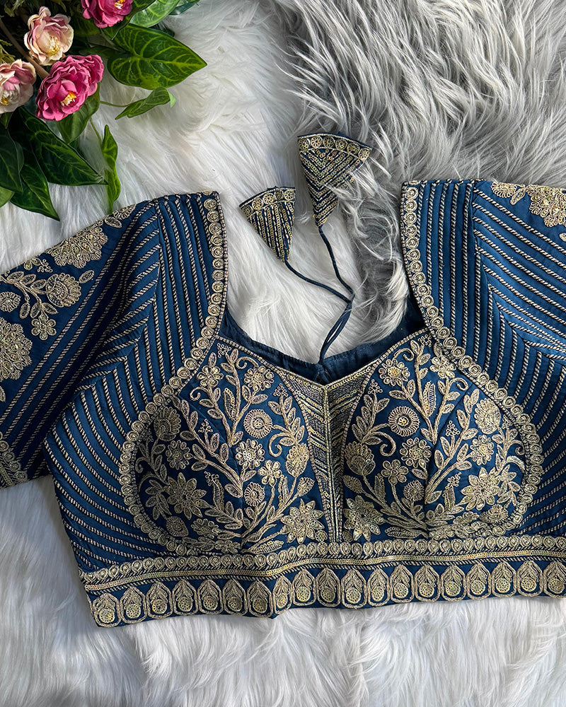 Red Color Italian Silk Embroidered Blouse