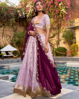Light Pink Color Slub Kota Paithani Silk Lehenga Choli