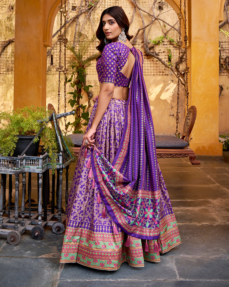 Purple Color Tasar Silk Sparkle Lehenga Choli