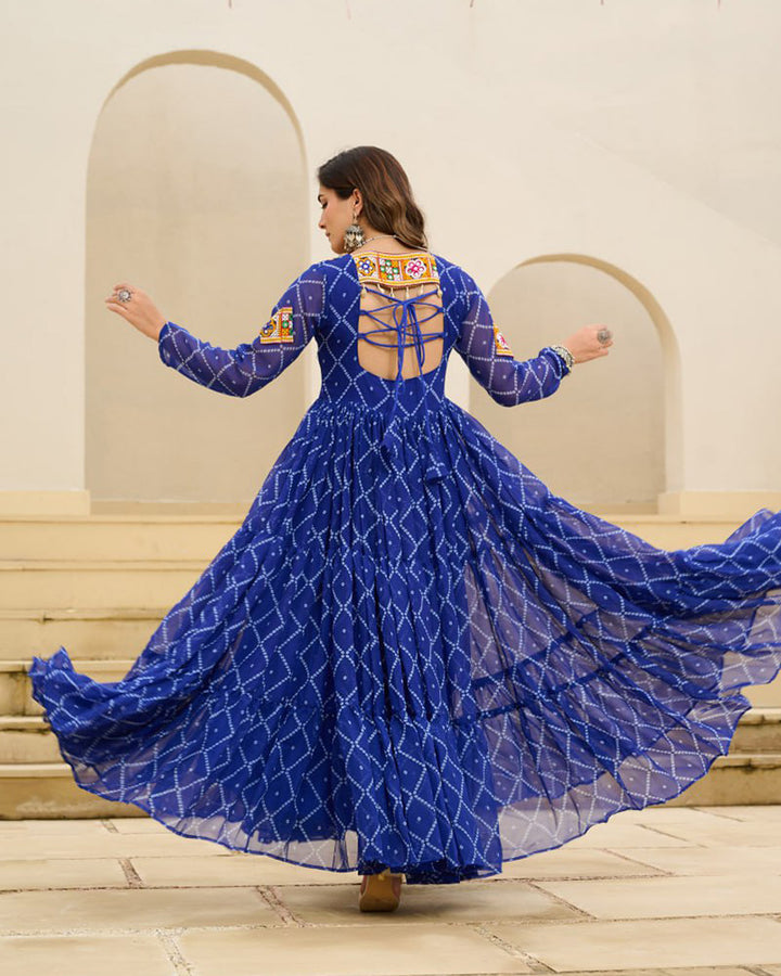 Traditional Blue Color Georgette Navratri Gown