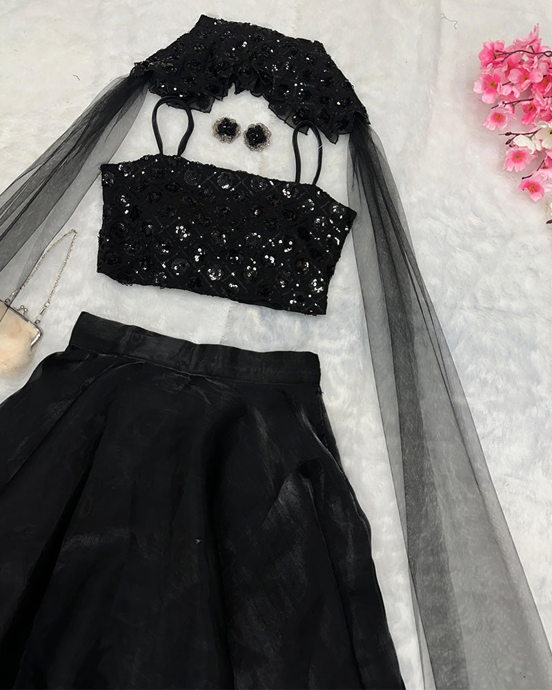 Black Color Pure Jimmy Choo Lehenga Choli