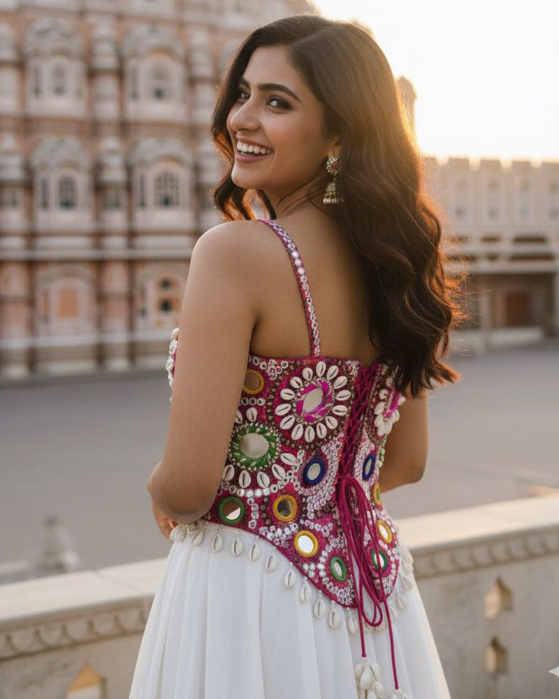 Pink Color Multi Hand Work Cotton Blouse