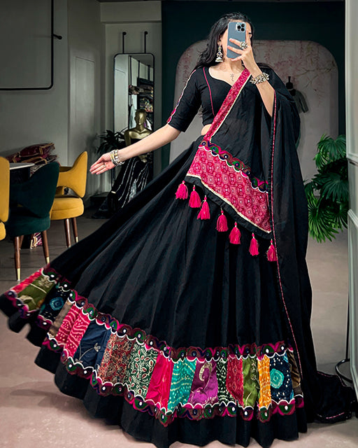 Multi Color Kadi Cotton Navratri Lehenga Choli