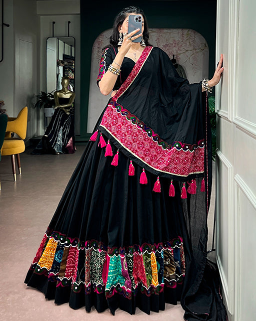 Multi Color Kadi Cotton Navratri Lehenga Choli