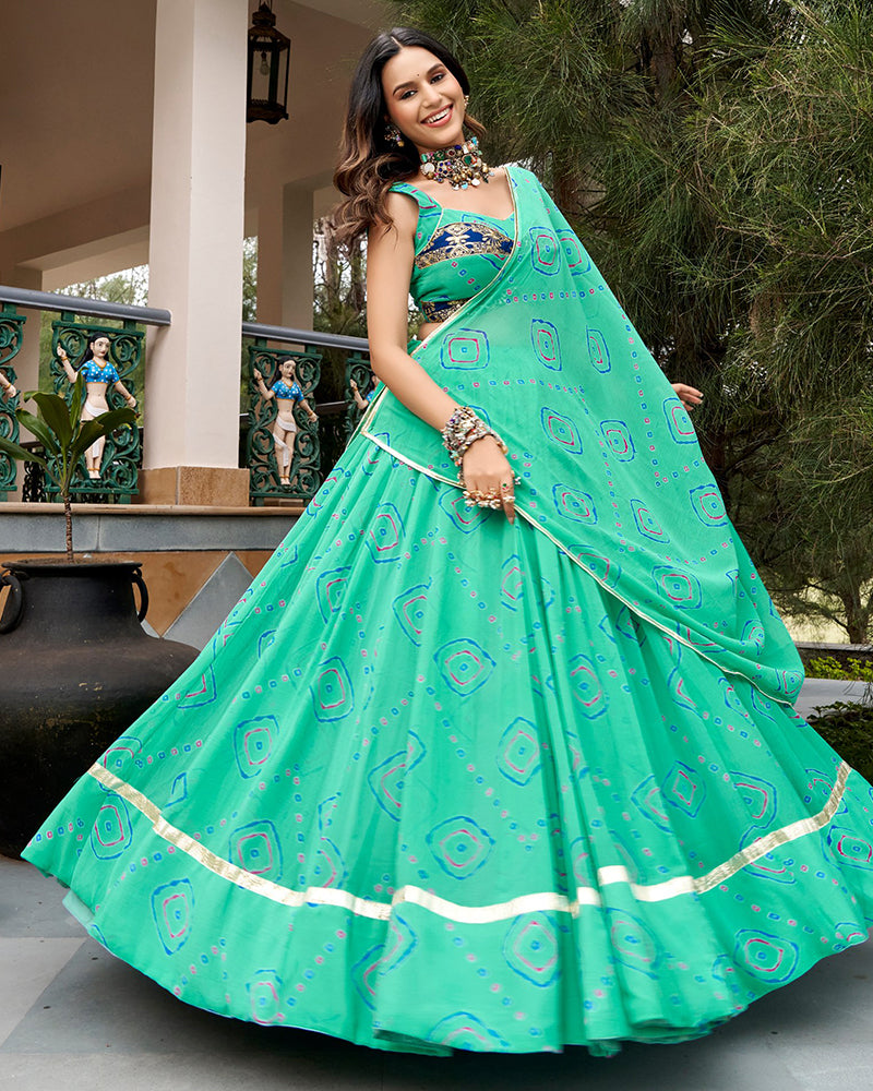 Mint Green Color Lightweight Navratri Lehenga Choli