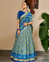 Elegant Blue Color Pure Tussar Silk Lehenga Choli