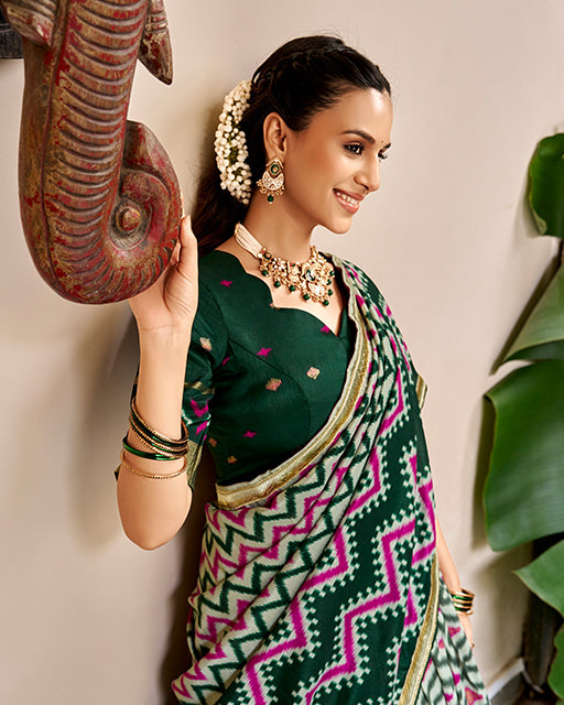 Elegant Green Color Pure Tussar Silk Lehenga Choli