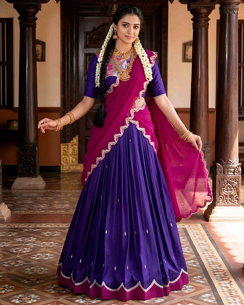 Purple Color Naysha Silk Embroidered Lehenga Choli